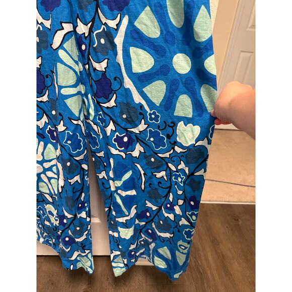 RHODE Zinnia Floral Print Wide Leg Resort Jumpsuit Blue Linen Blend Size Large - Picture 5 of 9